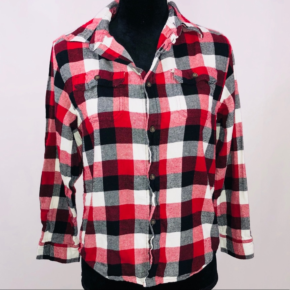 Faded Glory girl flannel plaid Red Sz Xl/XG(14-16)